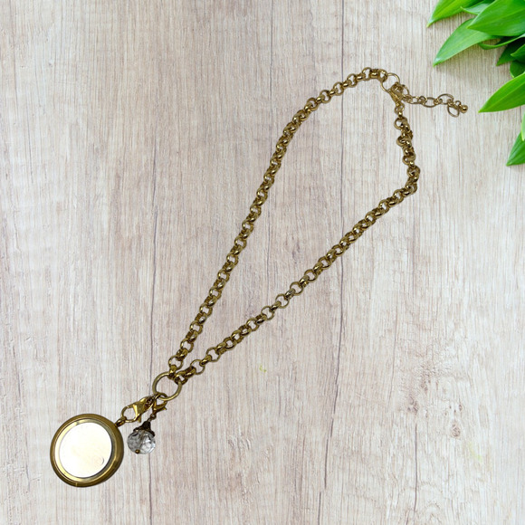 Origami Owl Gold Tone Swarovski Crystal Locket "Blessed" Necklace Charm Mom Love - Picture 6 of 9